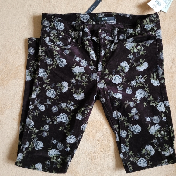 ELSE VERY DARK BROWN FLORAL JEANS SIZE 29 - Picture 6 of 10